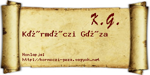 Körmöczi Géza névjegykártya