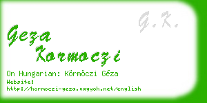geza kormoczi business card
